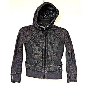 90 Degree Girls Zip Up Hoodie Size 7/8 Gray Fleece Lined
